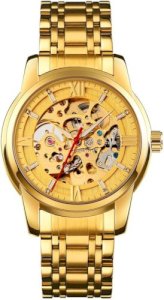 SKMEI 9222 golden  mens watch Luminous Waterproof Watch for Men Automatic Hollow Out Mechanical Watch