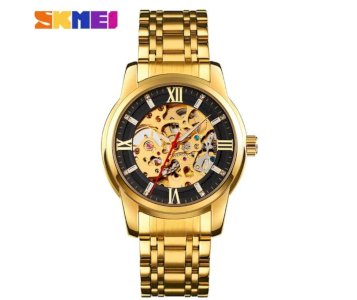 SKMEI 9222 black  mens watch Luminous Waterproof Watch for Men Automatic Hollow Out Mechanical Watch
